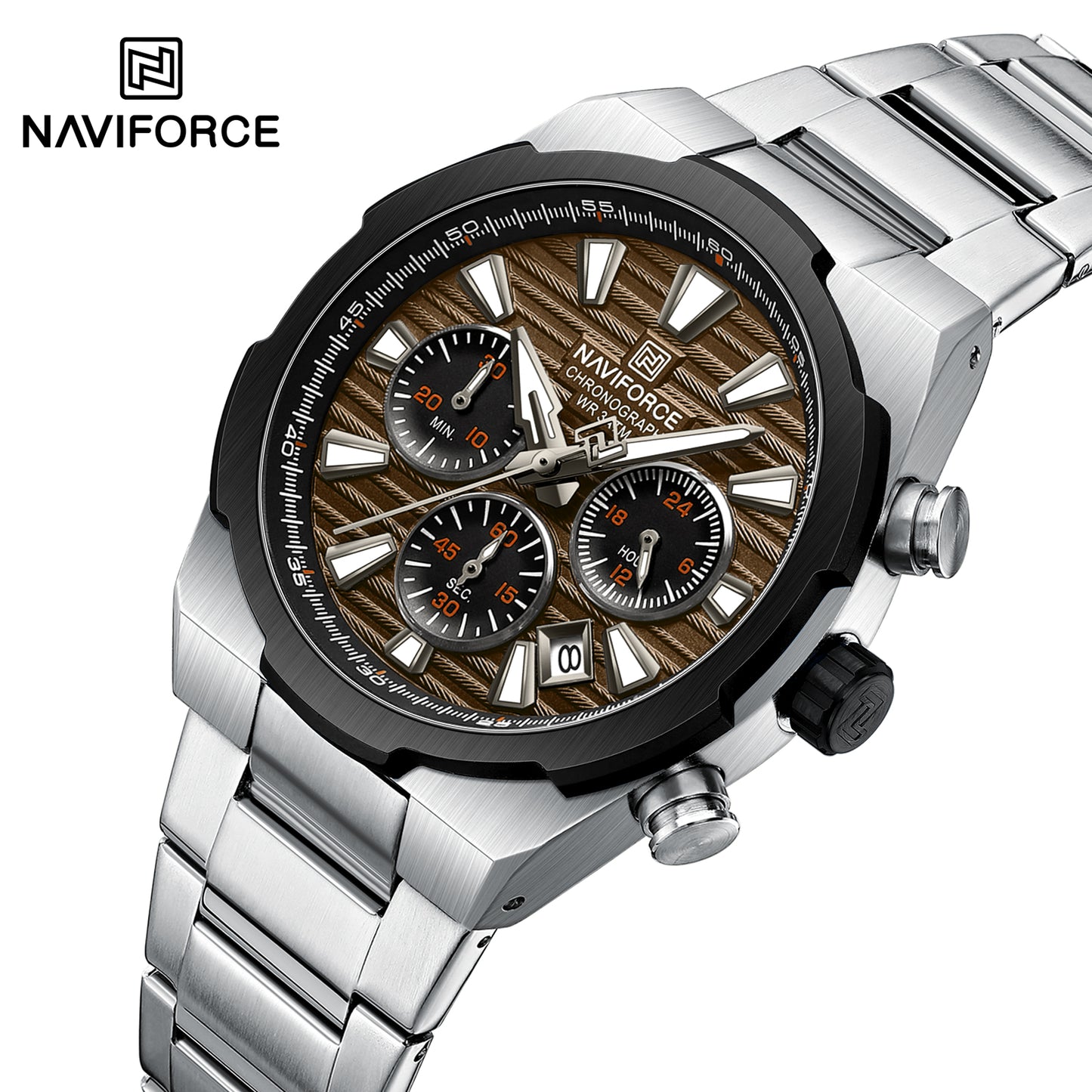 Naviforce 8081 Gamora Men Watch - Silver Brown