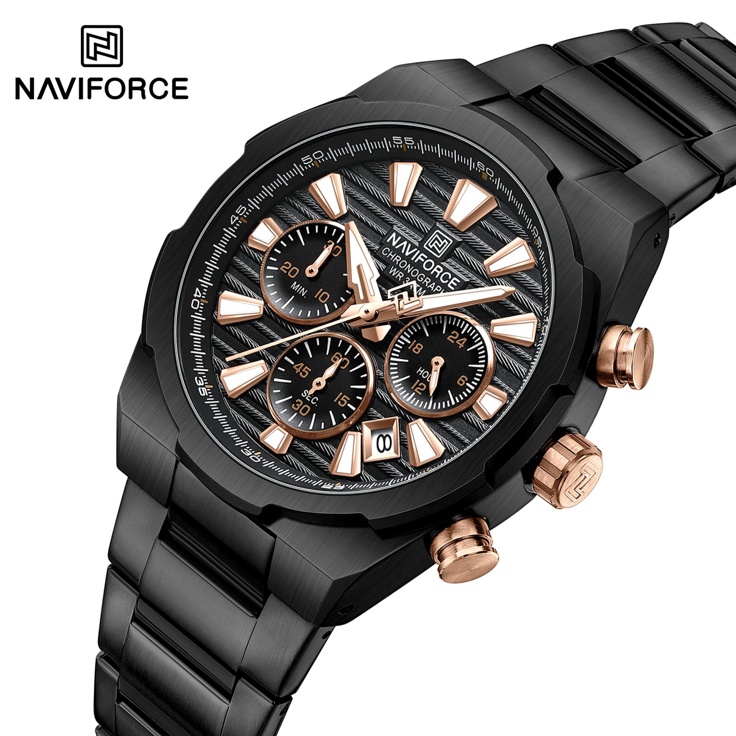 Naviforce 8081 Gamora Men Watch - Black RoseGold