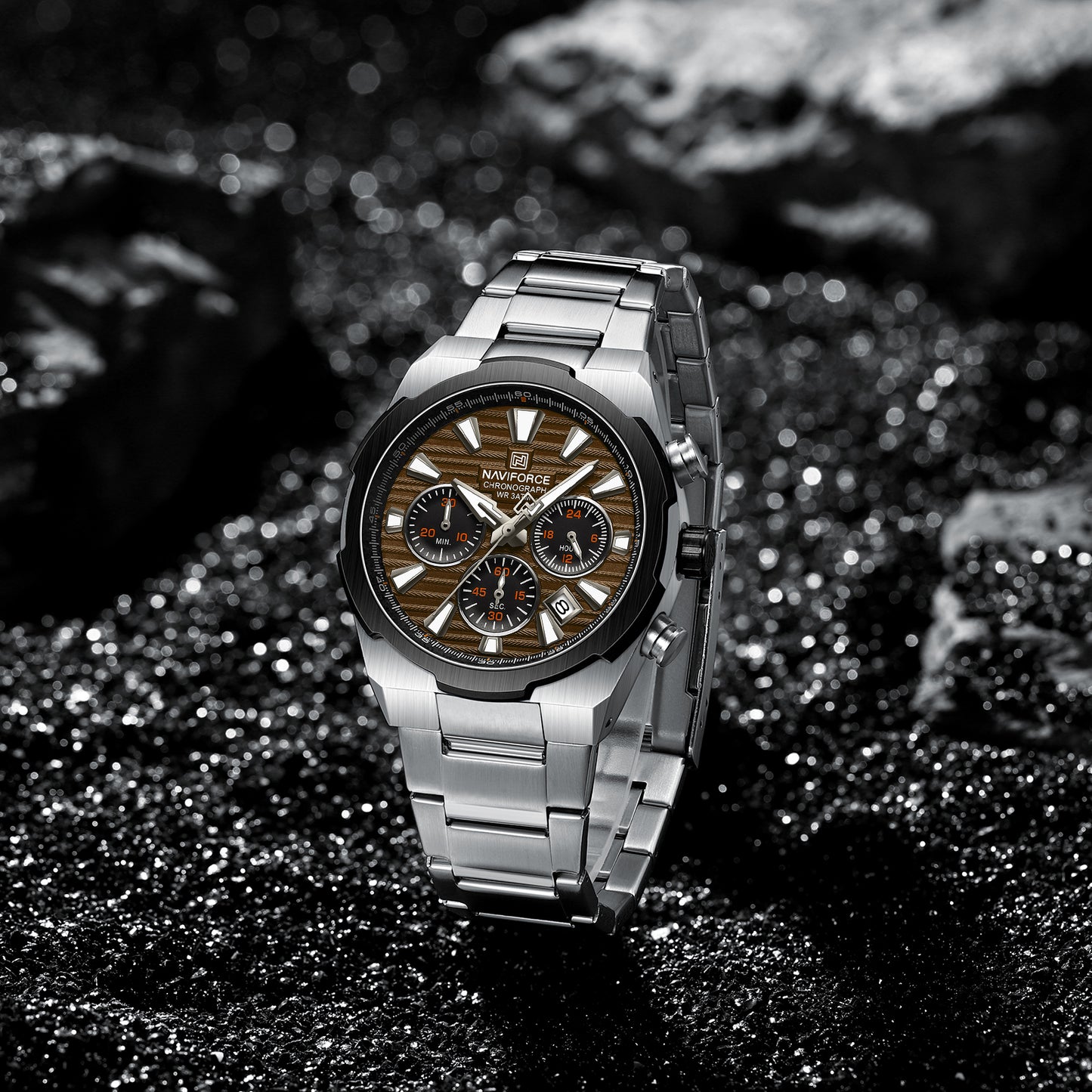 Naviforce 8081 Gamora Men Watch - Silver Brown