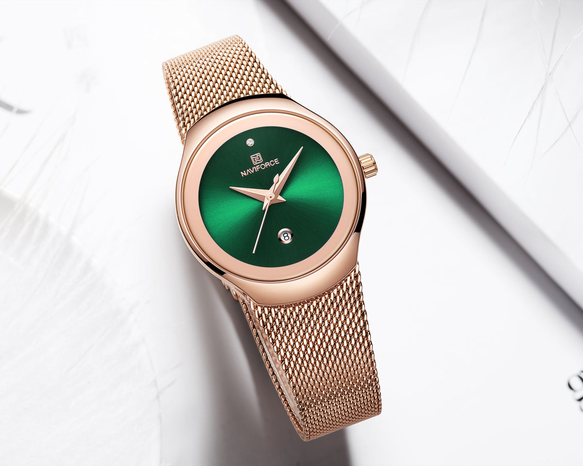Naviforce 5004 Nebula Female Classic Watch - Gold Green
