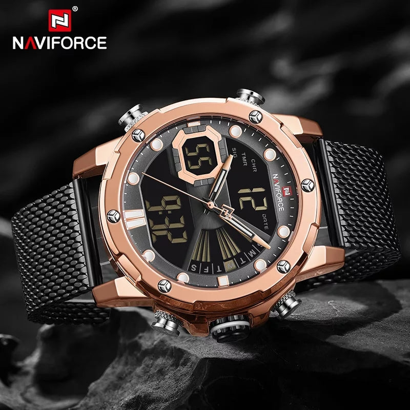 Naviforce 9172 Reisha Men Steel Watch - Black
