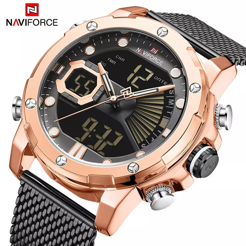 Naviforce 9172 Reisha Men Steel Watch - Black