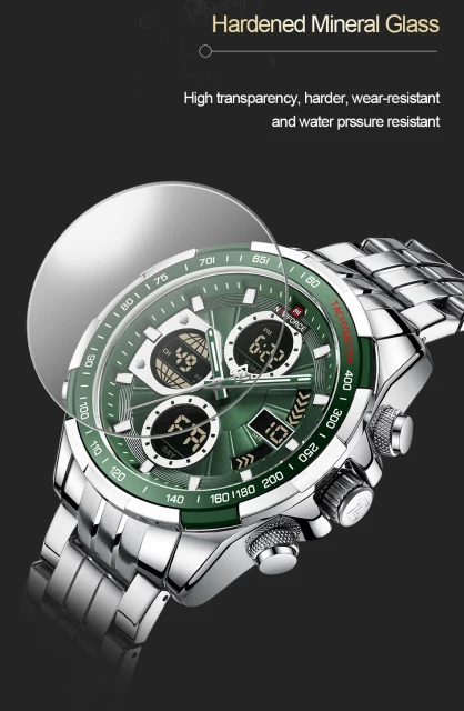 Naviforce 9197 Electron Men Watch - Silver Green