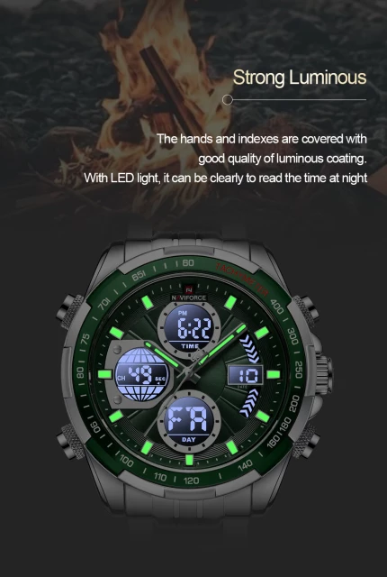 Naviforce 9197 Electron Men Watch - Silver Green