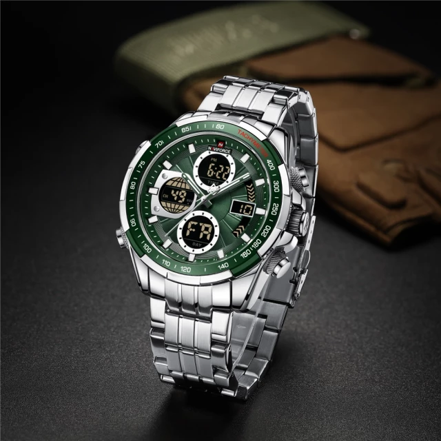 Naviforce 9197 Electron Men Watch - Silver Green