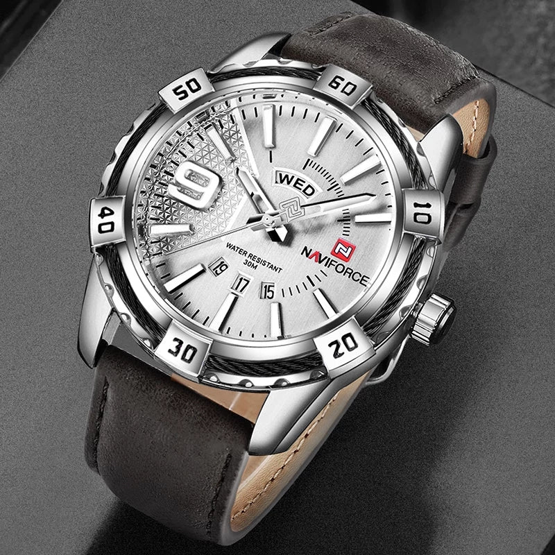 Naviforce 9117 Fozi Men Leather Watch - Brown