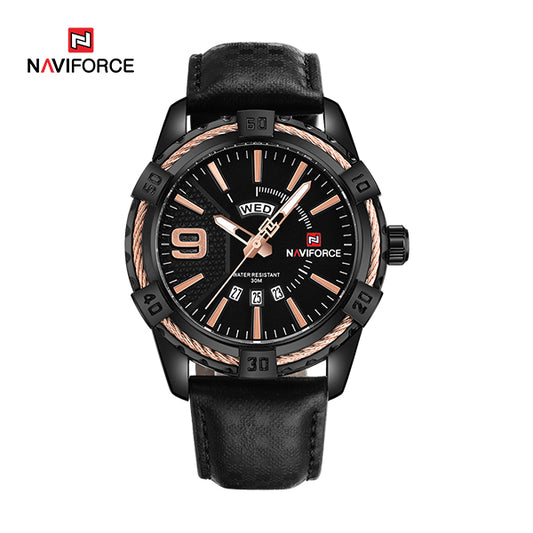 Naviforce 9117 Fozi Men Leather Watch - Black