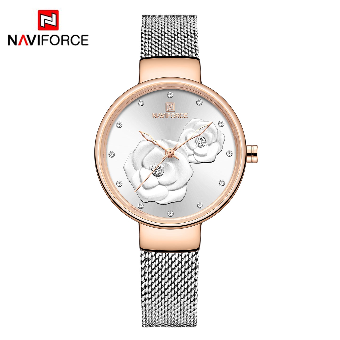 Naviforce 5013 Venice Floral Women Watch - Silver