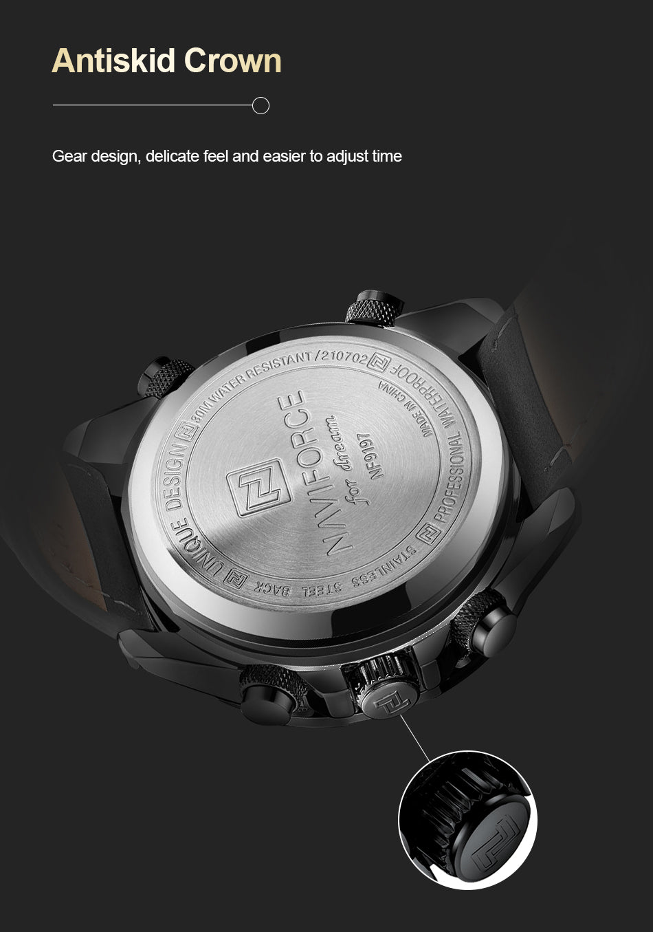 Naviforce 9197 Electron Men Leather Watch - Black