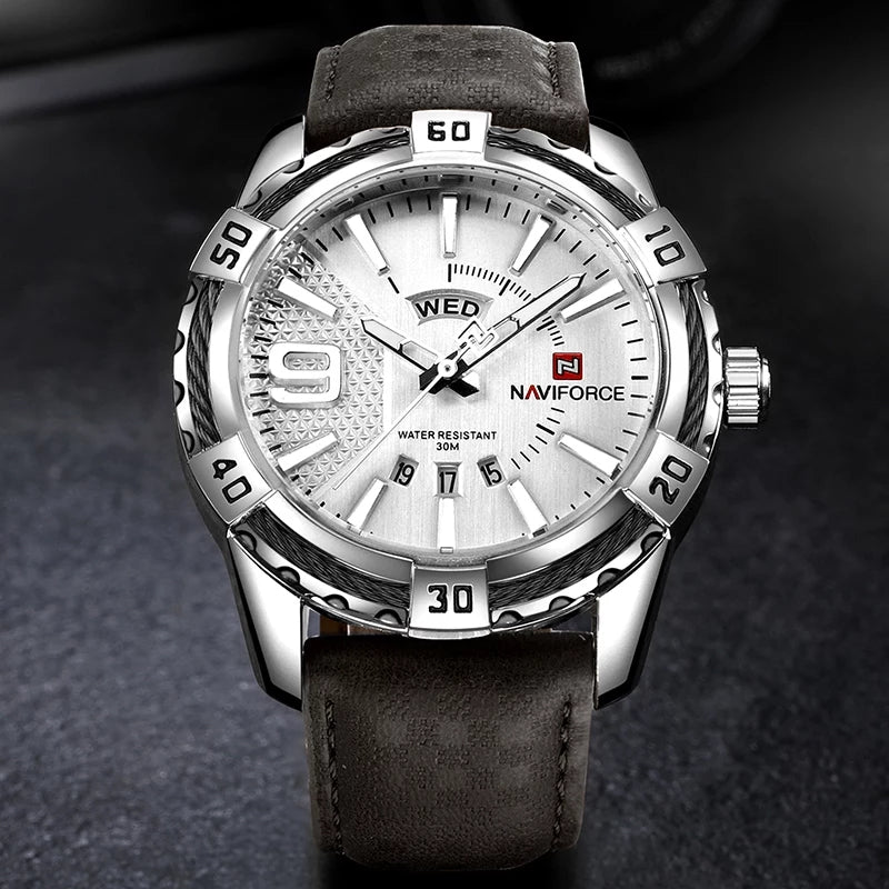 Naviforce 9117 Fozi Men Leather Watch - Brown