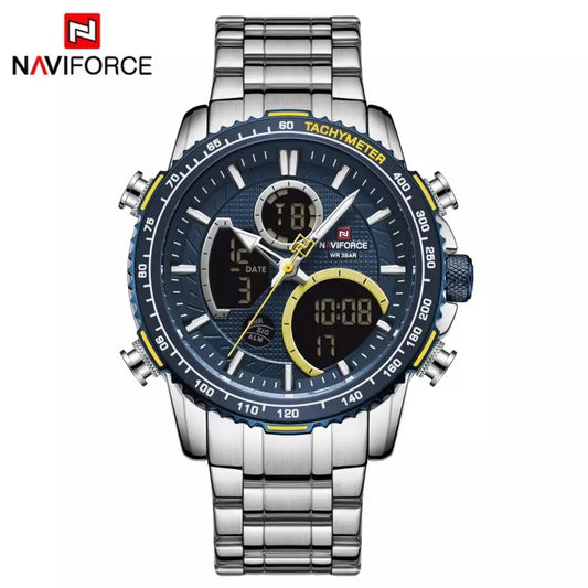 Naviforce 9182 Torpedo Men Watch - Silver Blue