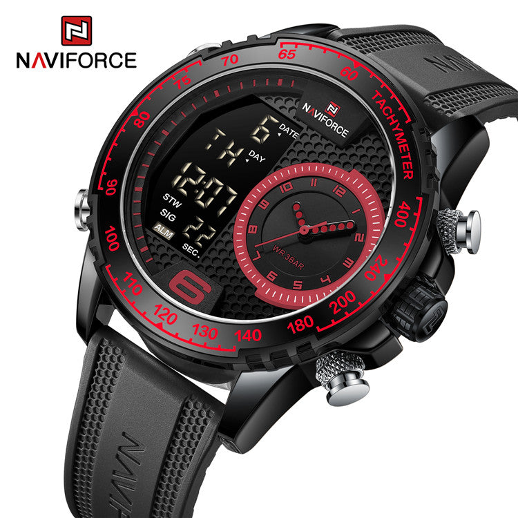 Naviforce 9199 Cyclop Silicone Men Watch - Black Red