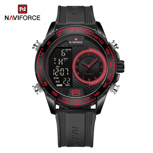 Naviforce 9199 Cyclop Silicone Men Watch - Black Red
