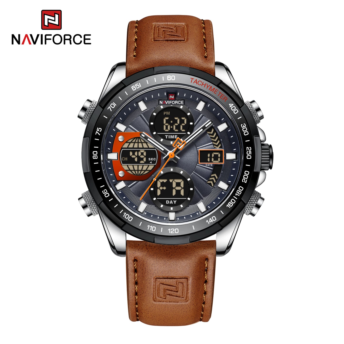 Naviforce 9197 Electron Men Leather Watch - Brown