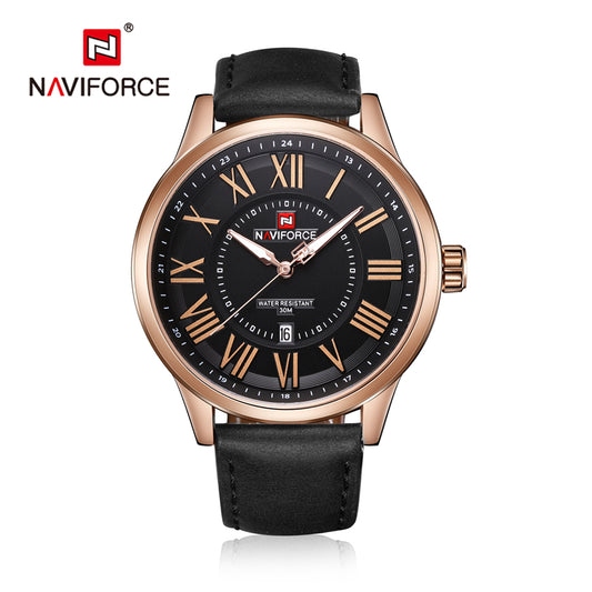 Naviforce 9126 Twist Men Leather Watch - Black
