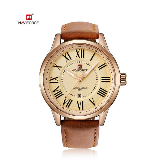 Naviforce 9126 Twist Leather Watch - Brown